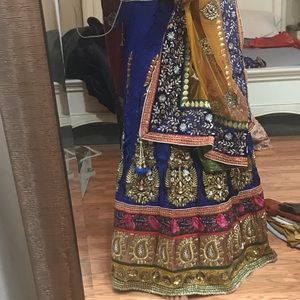 Indian Wedding/ wedding guest lehenga. Velvet blue